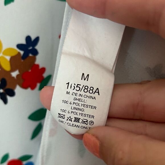 Kate Spade Floral Print White Blouson Sleeve Top SIZE MEDIUM - Picture 5 of 6